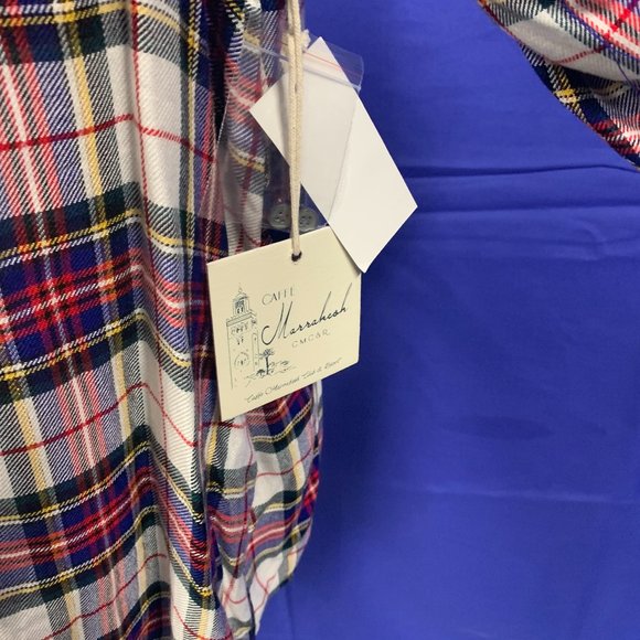 Caffe Marrahesh Women's Plaid Red Blue Shirt M NWT - Picture 2 of 4